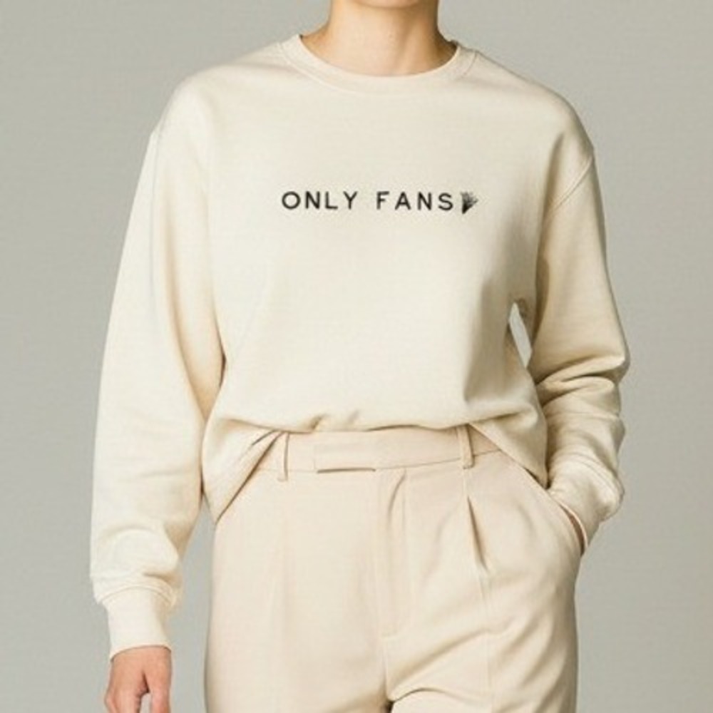 Gildan Unisex Sweatshirt Only Fans Embroidered Tan Cotton Blend Casual M‎